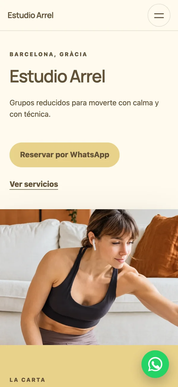 Propuesta A de Estudio Arrel, proyecto de prueba, vista móvil